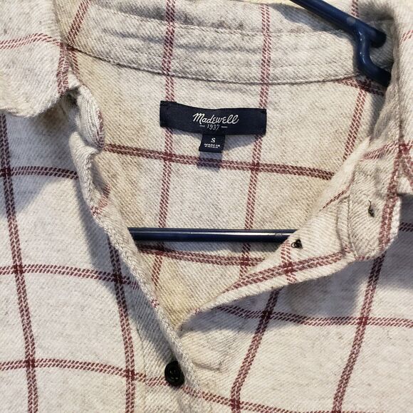 Madewell Size S Ex-Boyfriend Flannel Plaid Button Down Shirt Relaxed Fit - Picture 4 of 10